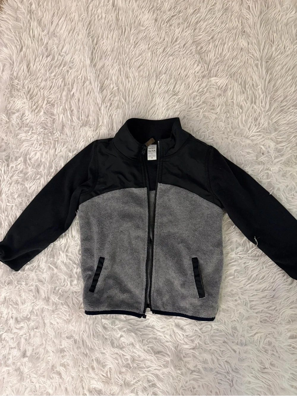 Carter's Toddler 5T Gray Black Full Zip Fleece Jacket Coat